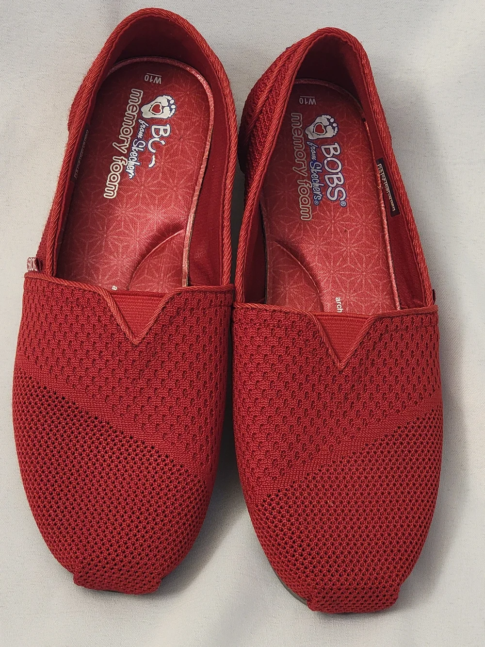 Skechers BOBS Red Knit Slip-On Flats Size 10